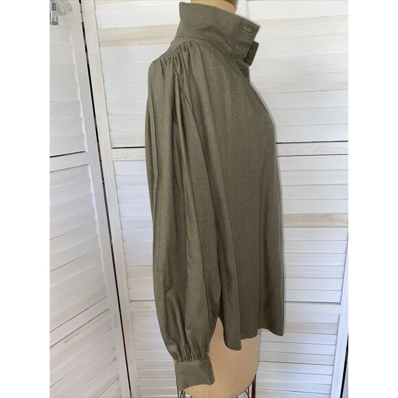 Style De Santa Fe Women’s Blouse Shirt 100% Silk Olive Green Southwest Sz Small - Picture 3 of 8